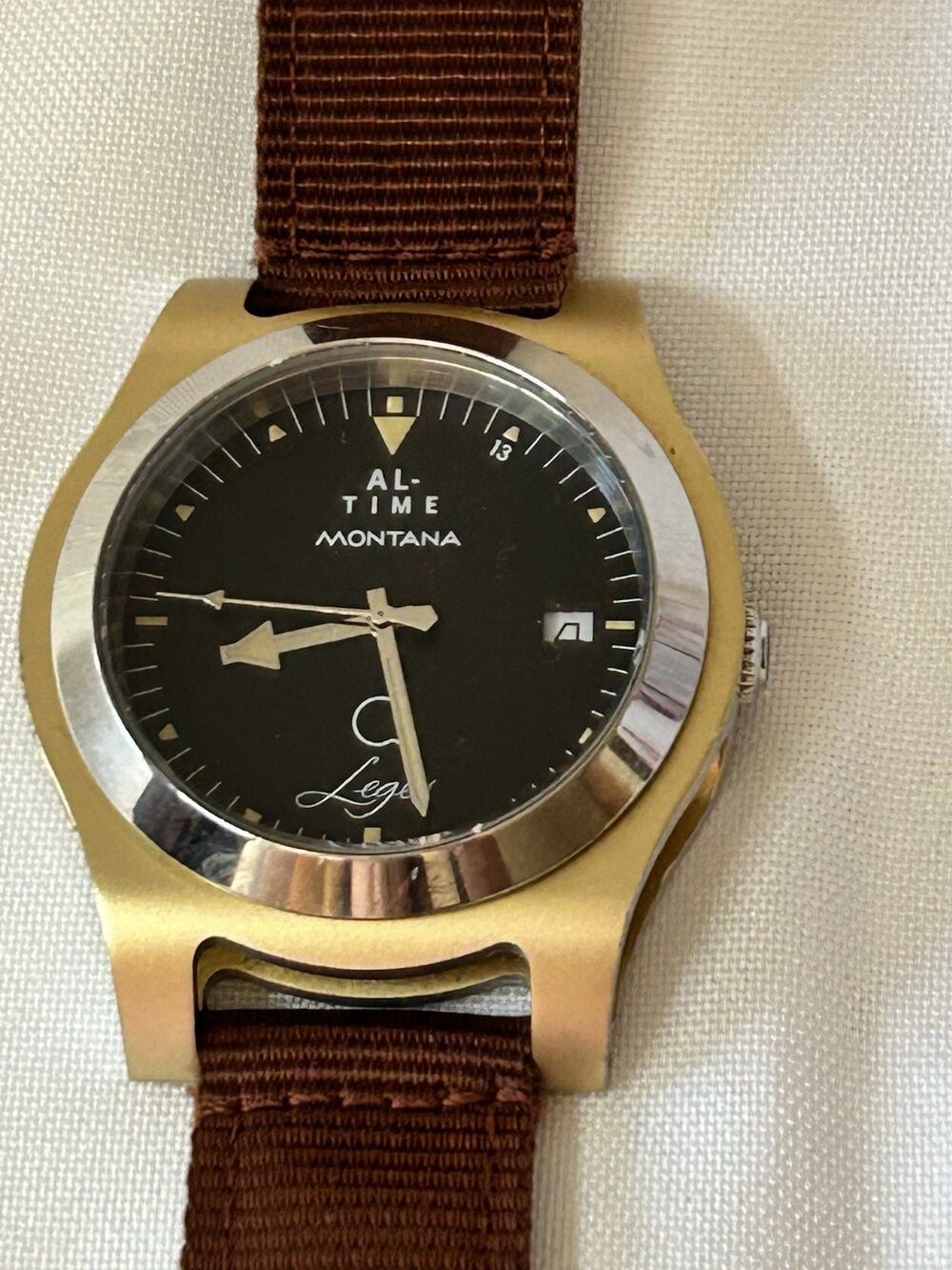 AL-Time Leger Watch 18-2 Yellow Gold Anodized Aluminum 40mm Quartz Aviation - Picture 1 of 16